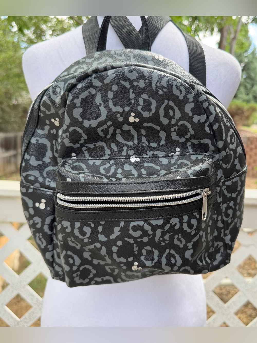 Disney Parks Animal Kingdom Black Leopard Print Icon Mini Backpack Hidden Mickey - Picture 2 of 16